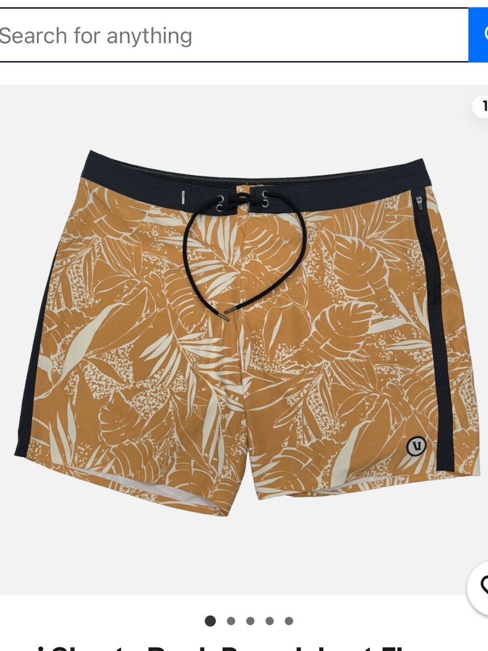Vuori Men's Swim Trunks in Mustard Yellow with Black Accents